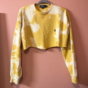 Ralph Lauren Tye Dye Yellow Crop Sweater Top